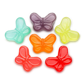 Albanese Mini Gummi Butterflies close-up reveals vivid fruit flavors ready to taste.
