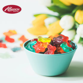 Green apple flavor Albanese Mini Gummi Butterflies for a crisp bite.