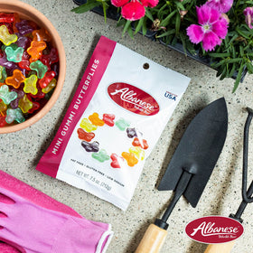 Strawberry flavor Albanese Mini Gummi Butterflies for fruity variety.