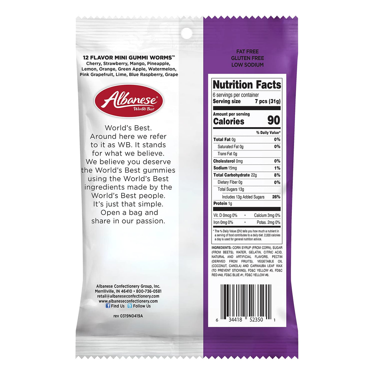 Albanese mini gummi worms individually wrapped for on-the-go treats
