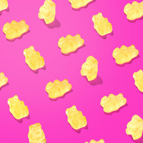 Albanese Pineapple Gummi Bears bag label detail highlighting flavor.