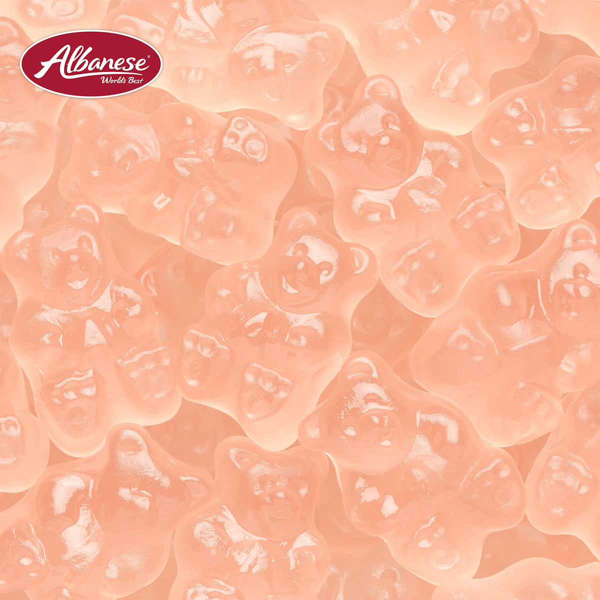 Albanese Pink Grapefruit Gummi Bears USA-made tag signals quality and local production.