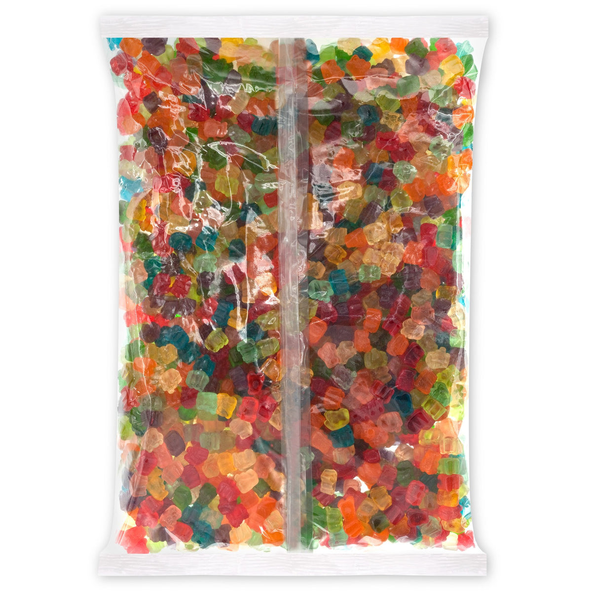 Close-up of Albanese soft-chew gummi bears showing texture.