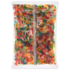 Close-up of Albanese soft-chew gummi bears showing texture.