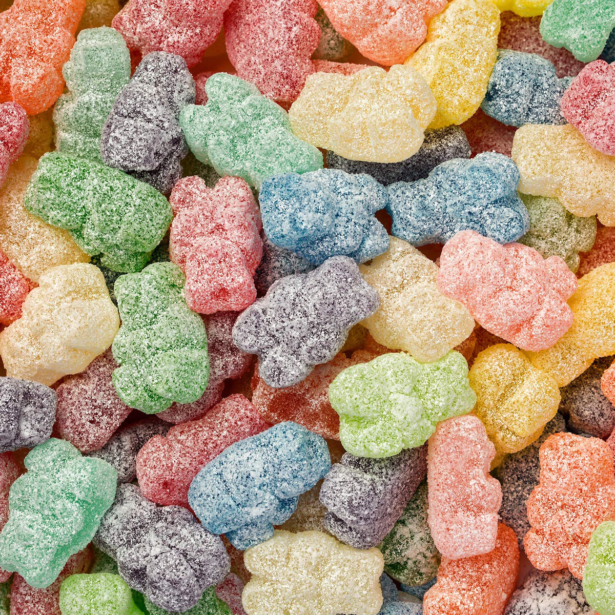 Close-up of the soft, chewy texture of Albanese gummies.