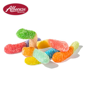 Albanese Sour Worms pack sharing scene, crowd-pleasing treat for celebrations and road trips.
