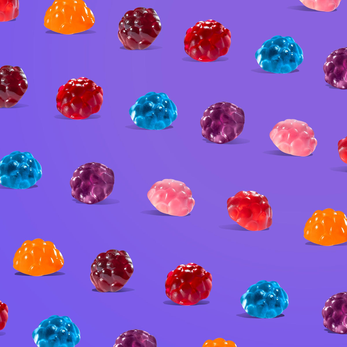 Albanese Strawberry gummy close-up, juicy notes and soft texture for snacking.