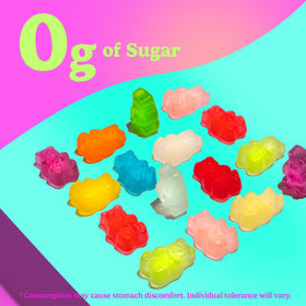 Albanese sugar-free gummi bears pineapple close-up on glossy texture