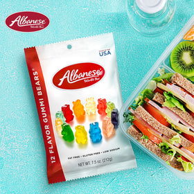 Albanese USA-made gummy candy badge on packaging