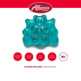 Albanese Watermelon Gummi Bears are peanut-free and gluten-free.