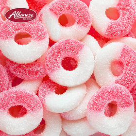 Albanese Watermelon Rings with tangy sour dust for flavor contrast.