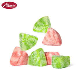Albanese Watermelon Slices swirl colors highlight fun fruity flavor appeal