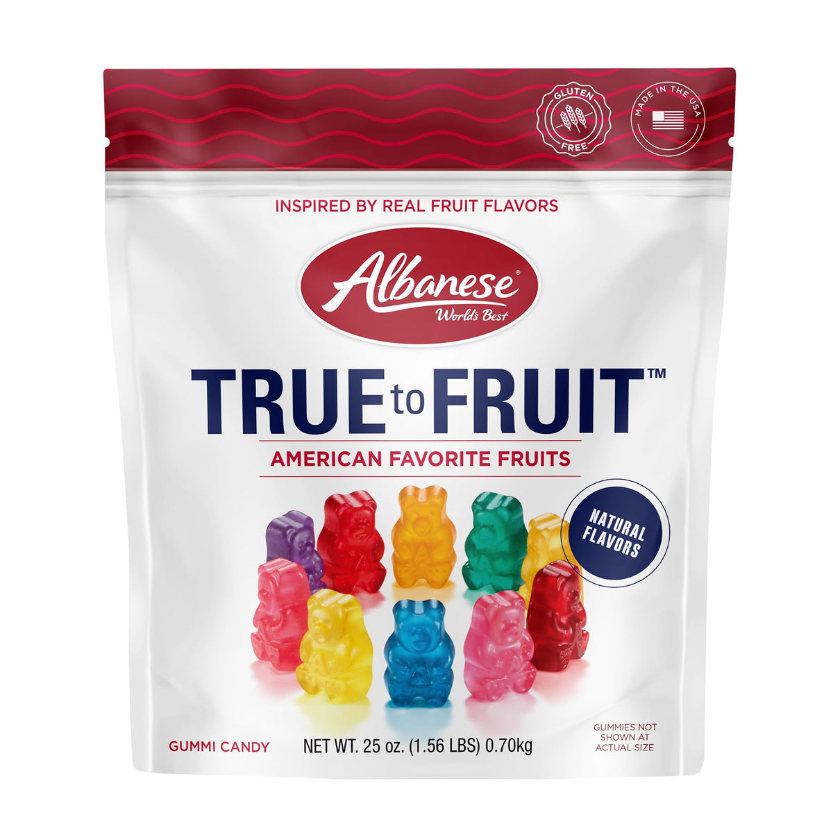 Albanese World's Best Gummies bag front with vibrant fruit colors