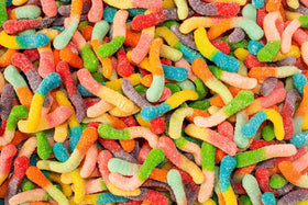 Albanese mini worms colorful-assortment image shows vibrant flavors to try.