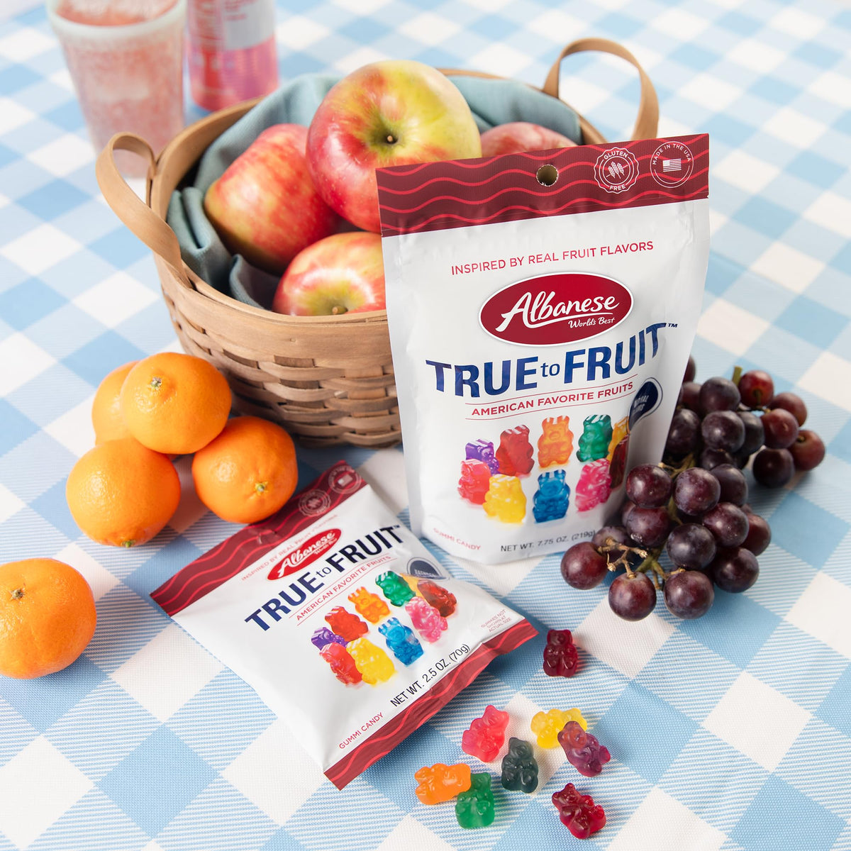 Albanese True to Fruit white peach gummy—delicate aroma and smooth chew.