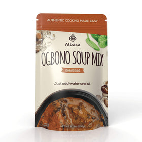 Albasa Ogbono Soup Mix 8oz seasoned packaging showing complete ready-to-cook blend for family meals