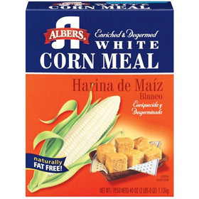 Albers White Corn Meal 40oz box front ideal pantry staple for corn bread