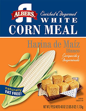 Albers White Corn Meal 40oz fine grind showcases smooth texture for baking and frying