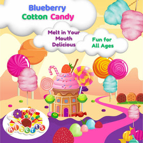 Albert's Caribbean Blue Cotton Candy resealable tub close-up showing freshness
