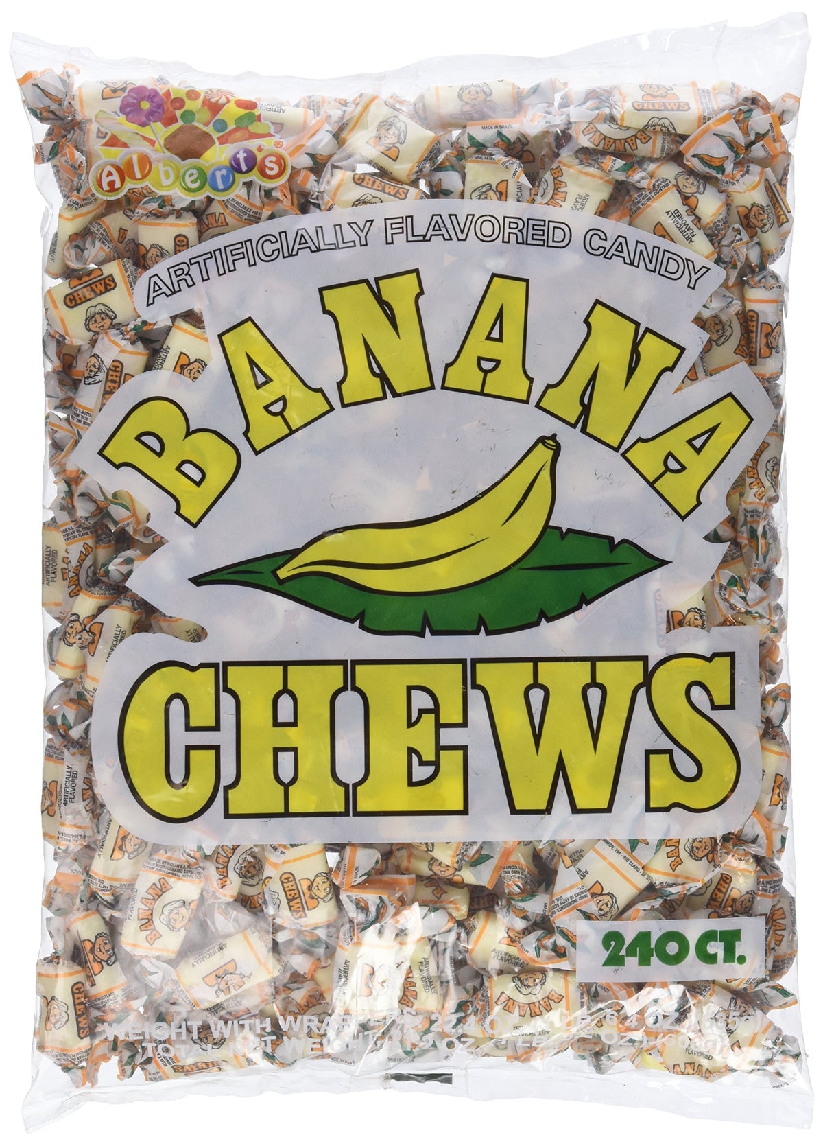 Albert's Fruit Chews banana-flavored candies, individually wrapped for on-the-go snacking and shareable treats.