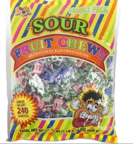 Albert's Sour Fruit Chews bulk bag with 240 pieces, ideal for sharing.