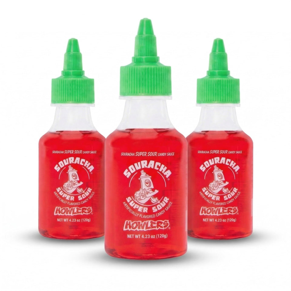 Albert's Souracha liquid candy package, 3-count, ideal for party favors.