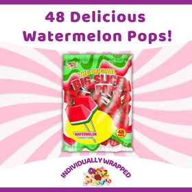Albert's Watermelon Lollipops at a candy buffet setup for gatherings