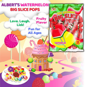 Albert's Watermelon Lollipops individually wrapped for freshness and on-the-go snacking
