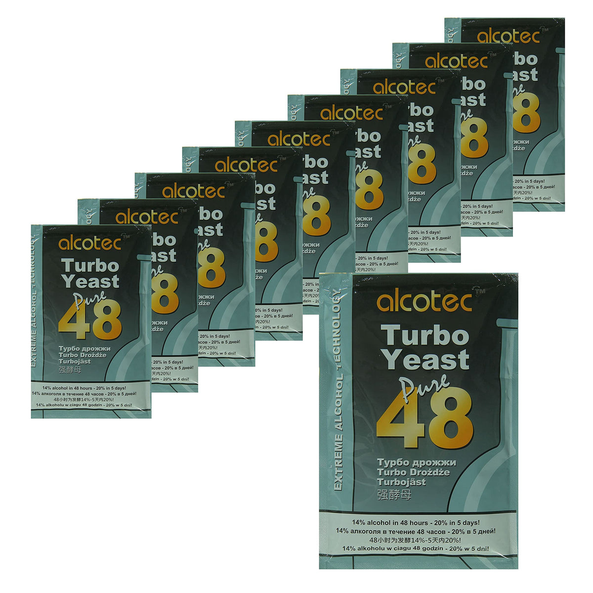 Alcotec 48-hour turbo yeast pack-10 for fast fermentation.