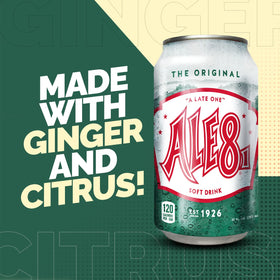 Ale-8-One can pouring into glass for a caffeinated ginger-citrus sip.