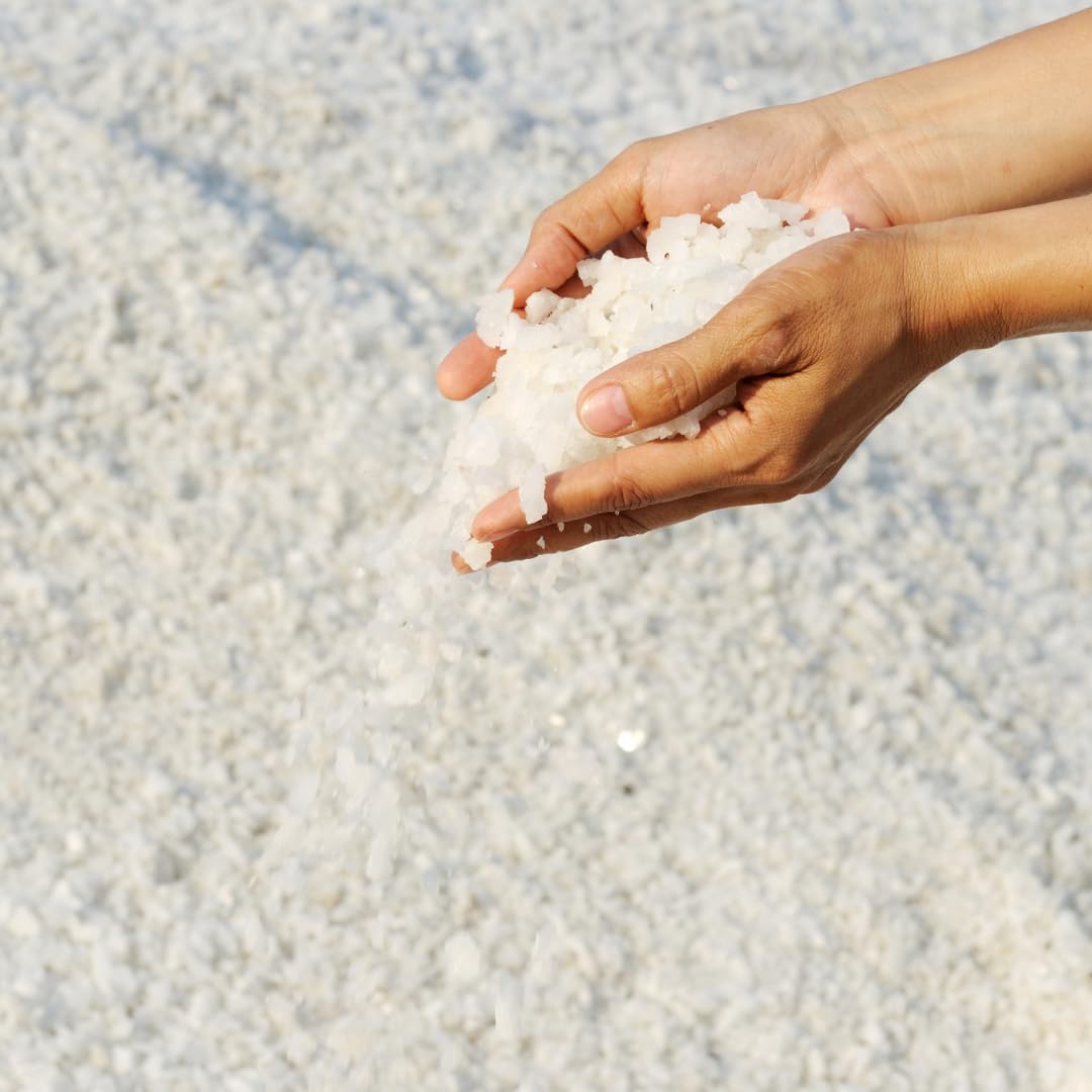 Close-up of Alebrixes Colima Sea Salt granules for mineral-rich flavor.