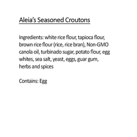 Aleia’s croutons in a dedicated facility ensure allergen-conscious prep.