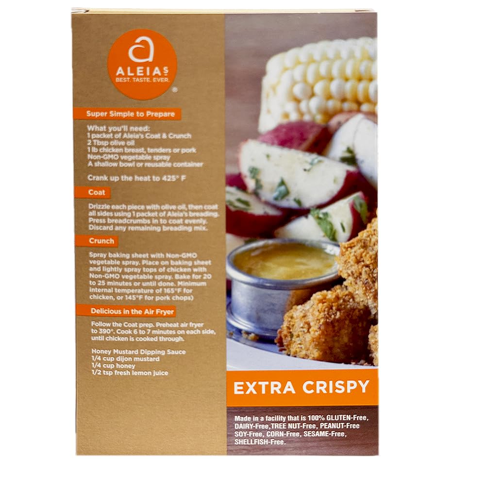 Chicken coated in Aleia’s gluten-free crust forming a golden crust