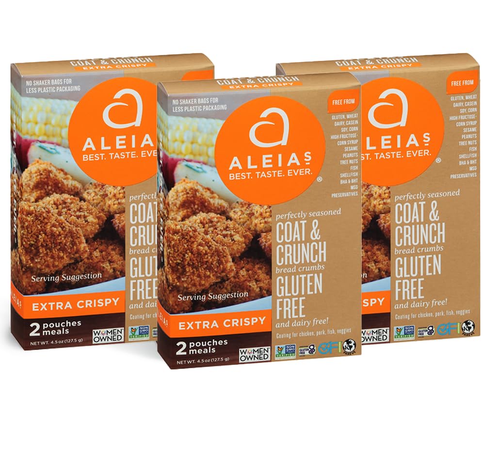 Aleia’s gluten-free coat package front view highlighting crispy, ready-to-use coating