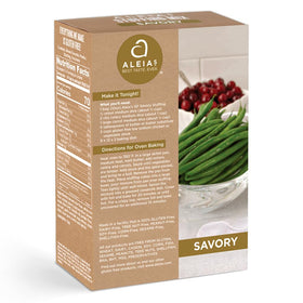 Aleia’s Best savory stuffing mix box back shows a two-pack option.