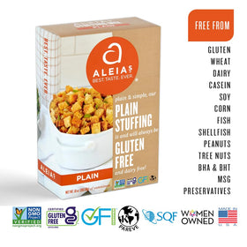 Aleia’s Best Gluten Free Stuffing mix in the kitchen—dairy-free base for family meals.