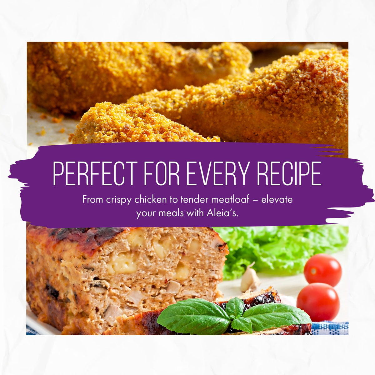 Aleia's plain bread crumbs coating chicken for a crisp result.
