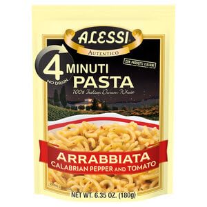 Alessi 4 Minute Pasta Arrabbiata pack of six—quick weeknight dinner option.