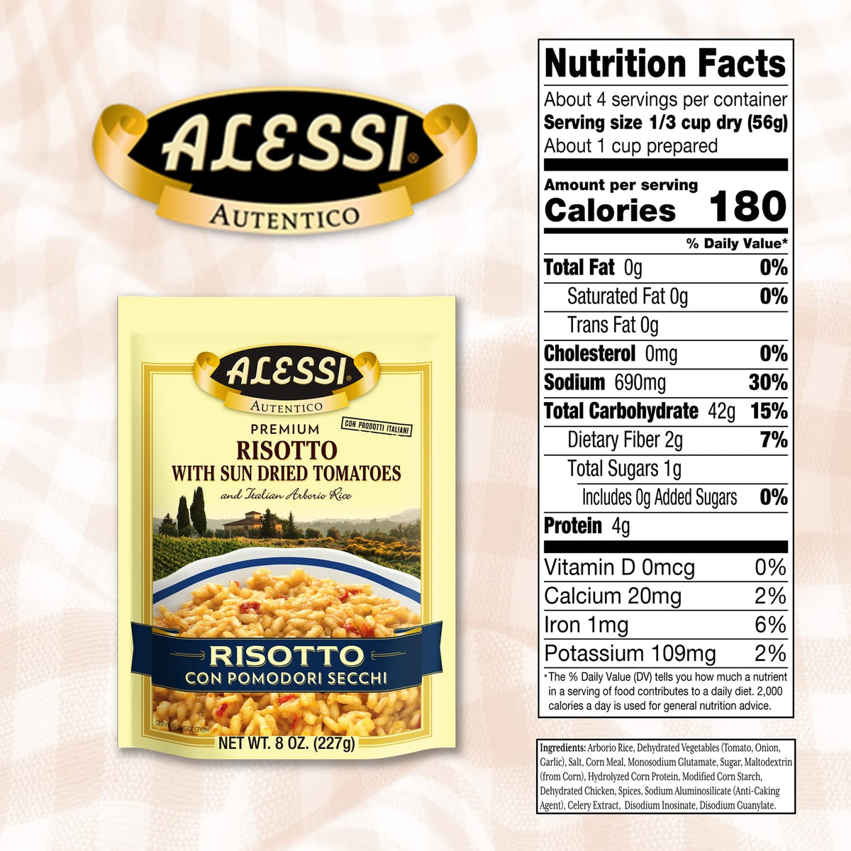 Alessi Autentico arborio rice closeup, premium grains for authentic texture