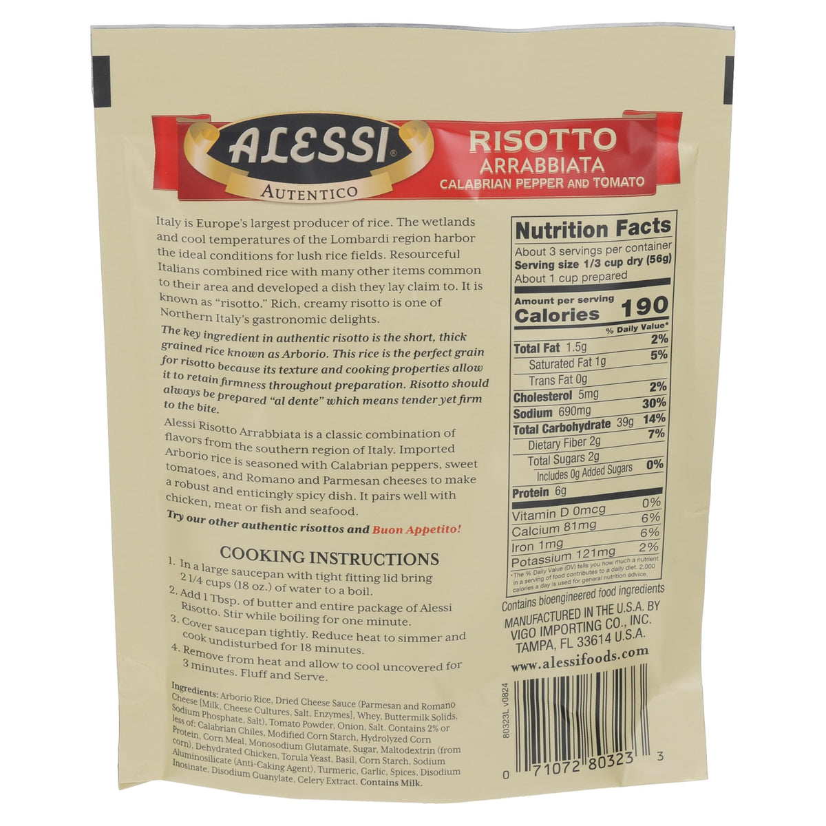 Alessi Autentico Arrabbiata ready dish plated for a vibrant, spicy dinner.