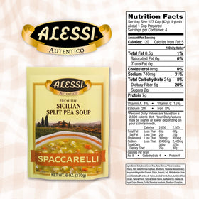 Alessi Autentico dry soup mix ingredients close-up, convenient nutrition in minutes