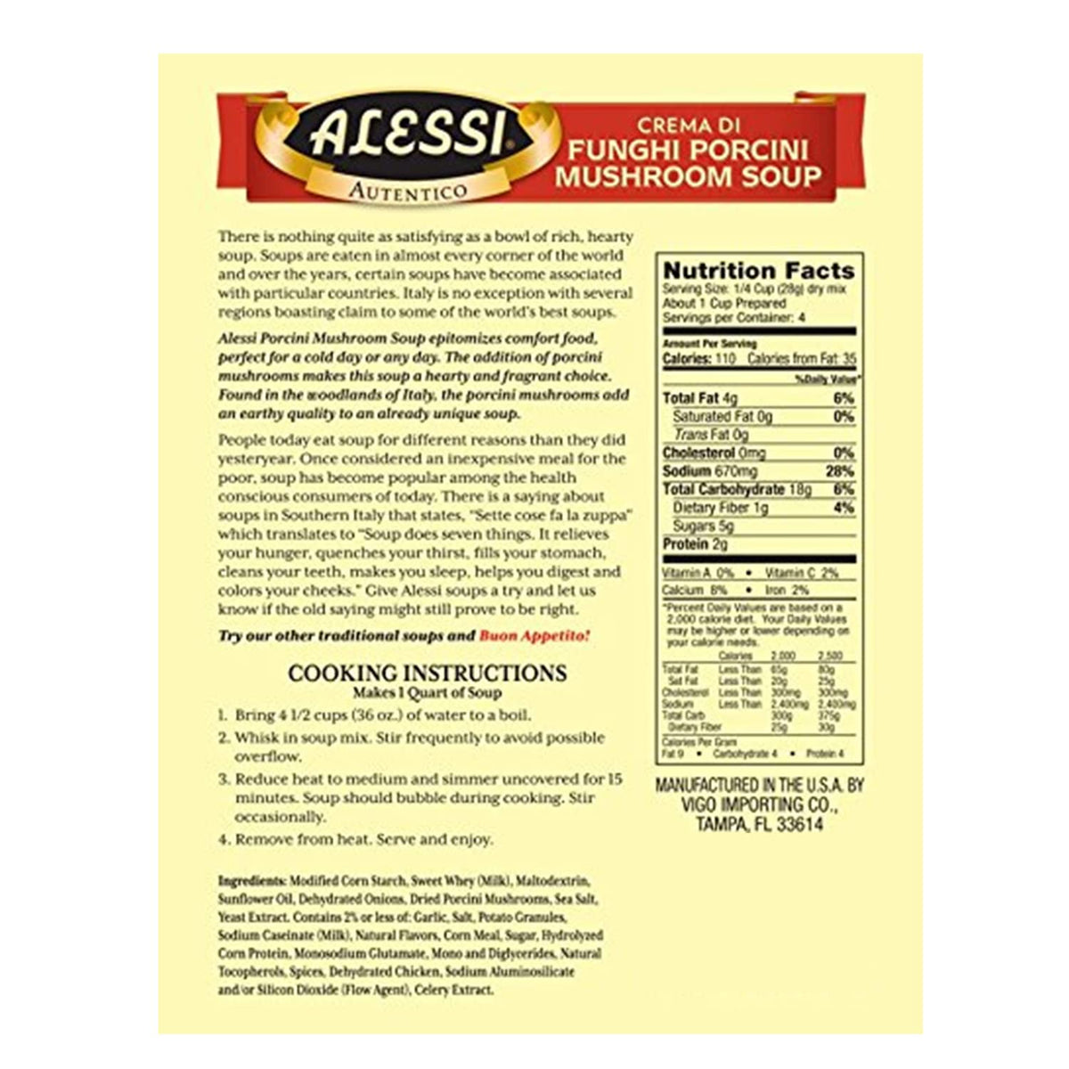 Alessi Autentico dry soup mix label, pantry staple for easy weeknight dinners.