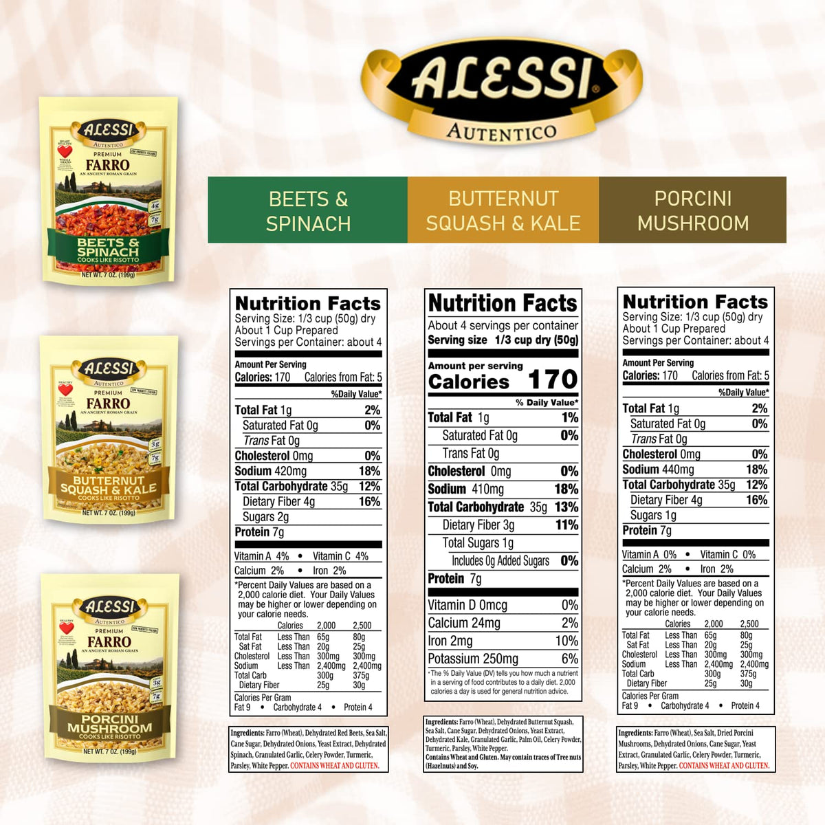 Alessi Autentico Farro prepared in risotto-style, creamy texture.