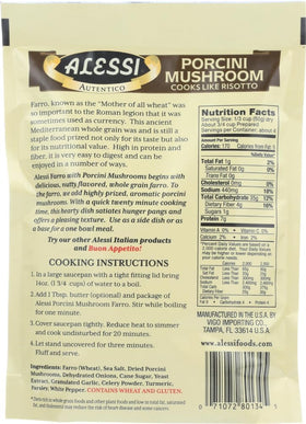 Closeup of uncooked Alessi Autentico farro reveals nutty grains ready to simmer.