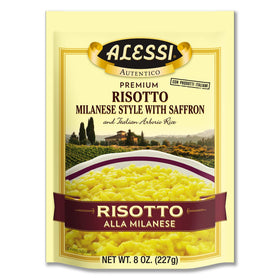 Alessi Autentico risotto Milanese packaging close-up for easy weeknight prep.