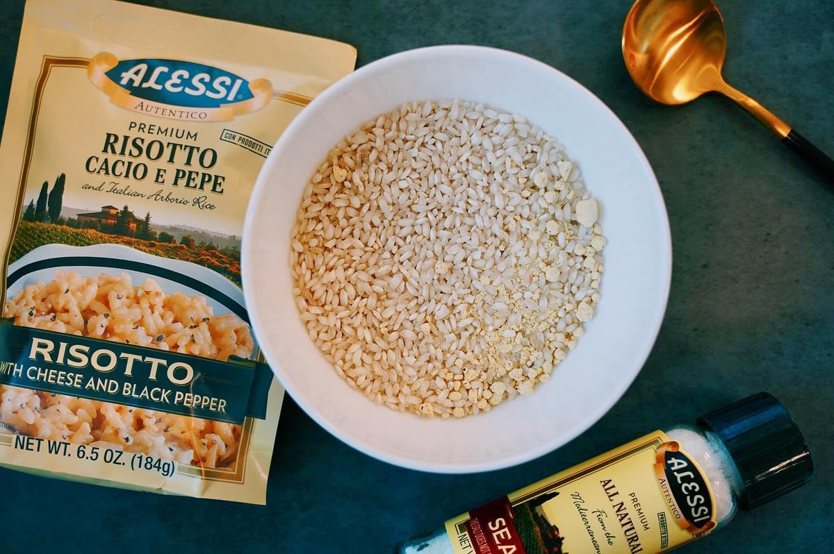 Alessi Autentico risotto serving plate presents elegant dining pairing.