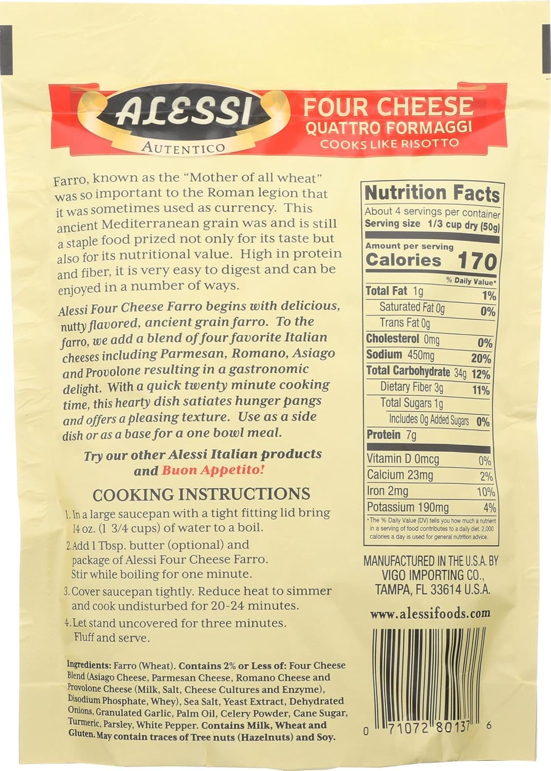 Close-up of seasoned farro blend with cheese for creamy risotto-style dishes