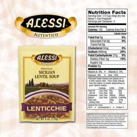 Ingredients close-up showing fresh vegetables and lentils in Alessi soup mix