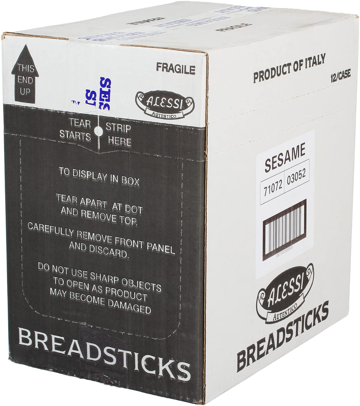 Alessi grissini sesame breadsticks, authentic Italian recipe for appetizers.