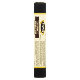Alessi sesame breadsticks in resealable packaging preserves freshness after opening.